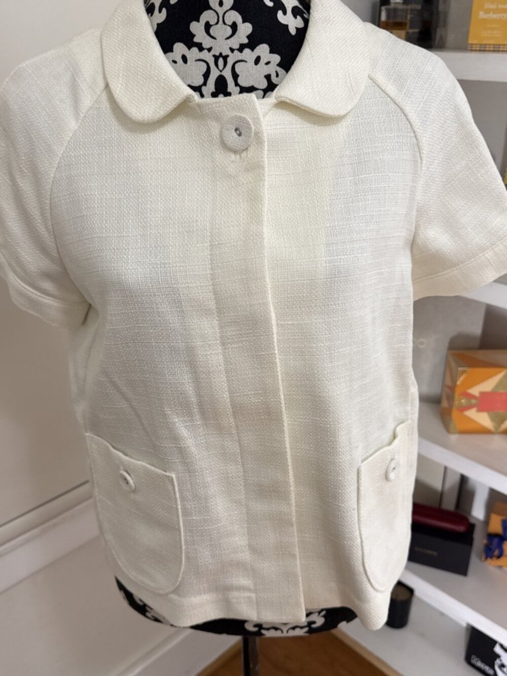 Banana Republic Off White Button up Short Sleeve Jacket Women’s Size M Classic